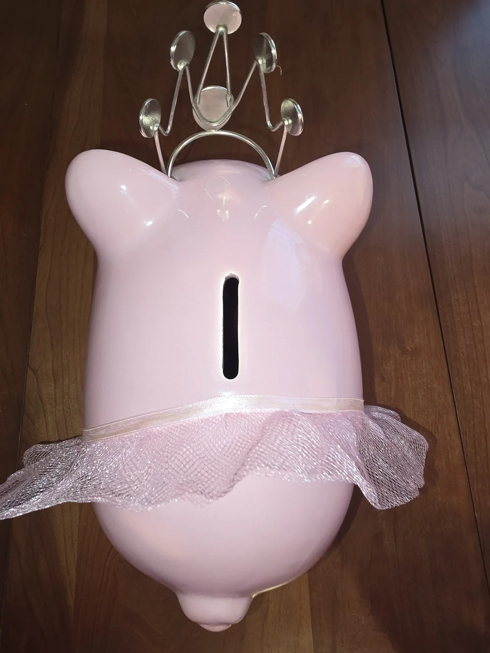 Large, Pink 💕 Ceramic Piggy 🐷 Bank Ballerina with Tulle and Jewel Tiara